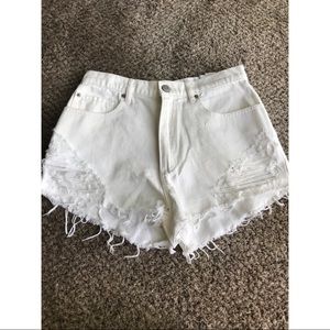 Garage white ripped festival shorts